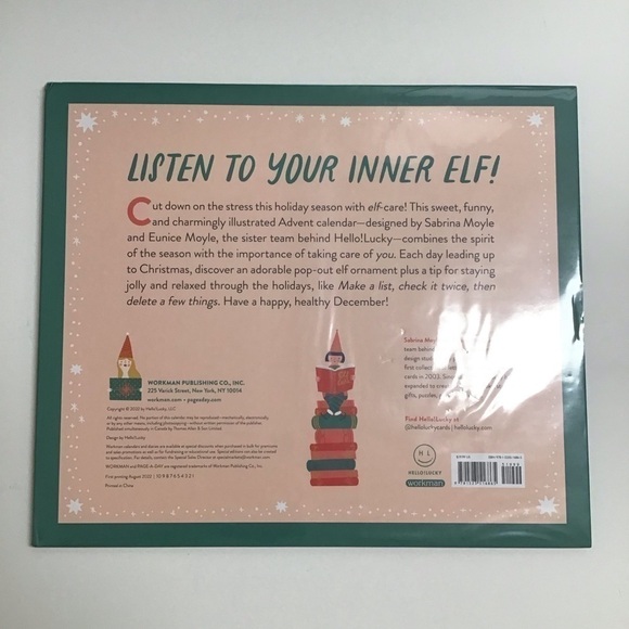 NEW Elf Advent Calendar 24 Pop Out Ornaments Cord Tis the Season for Elf-Care - Picture 3 of 11